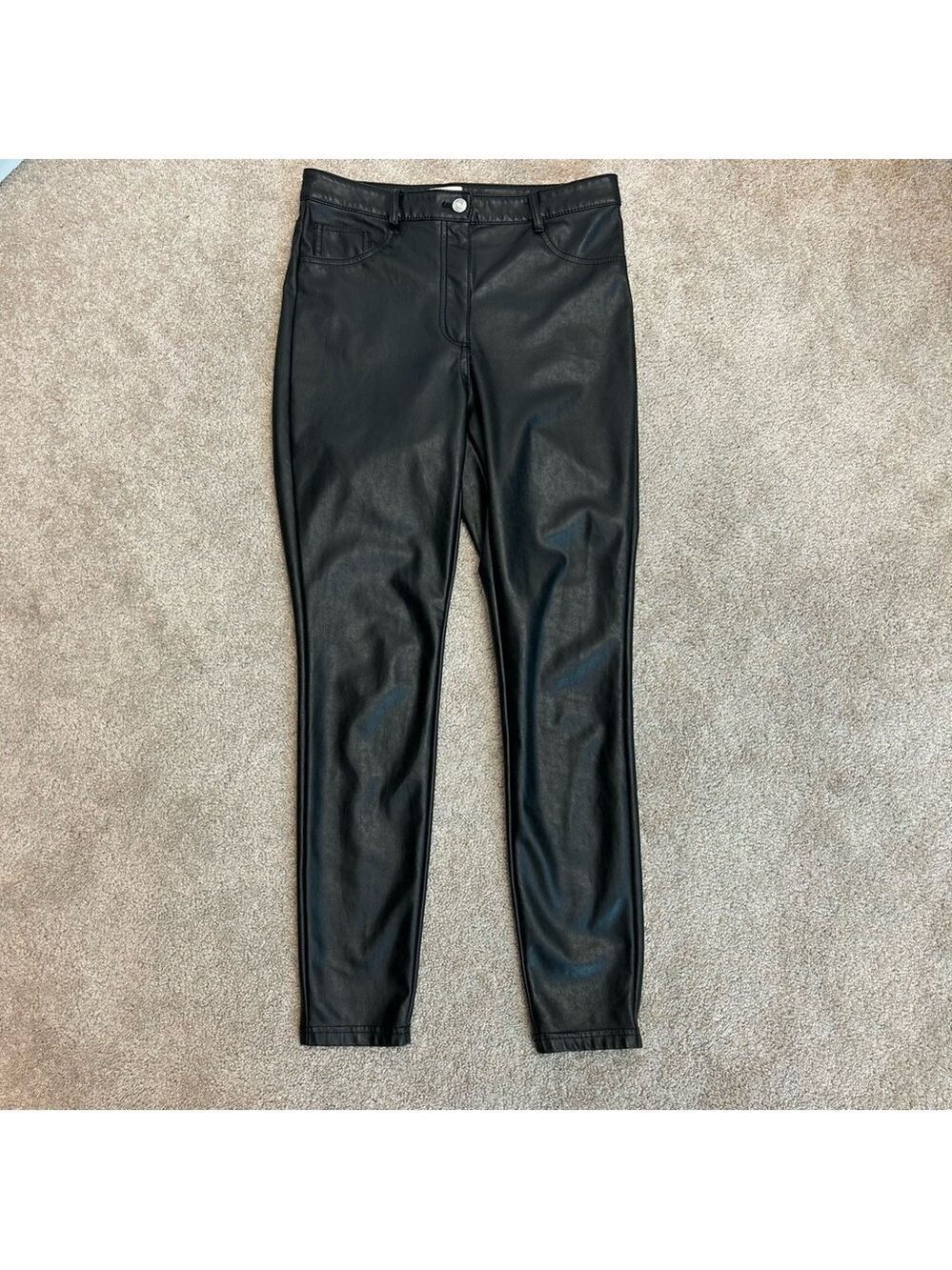 Aritzia Wilfred Adrienne Faux Leather Pleather Vegan Skinny Pant Black Sz 6 - Picture 2 of 14